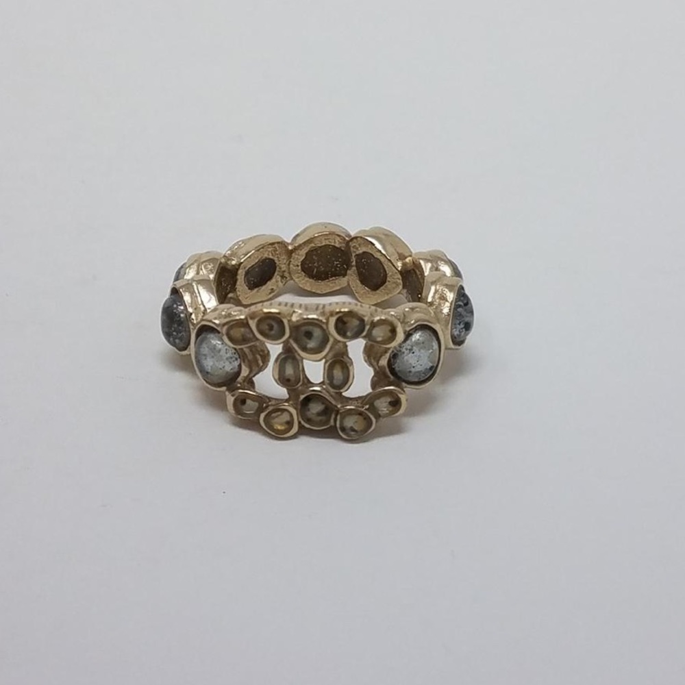 Chanel multicolored gold tone embellished ring